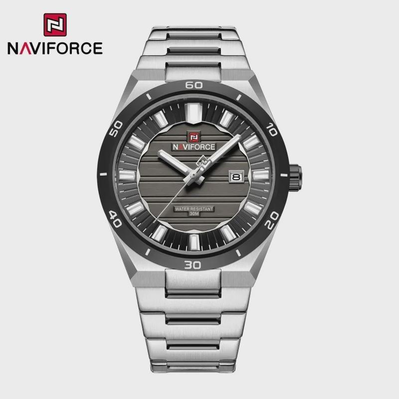 

Men Quartz Calendar Watch with Stainless Steel Band Waterproof Shockproof Night Light Round Case Men s Wristwatch срібний/чорний