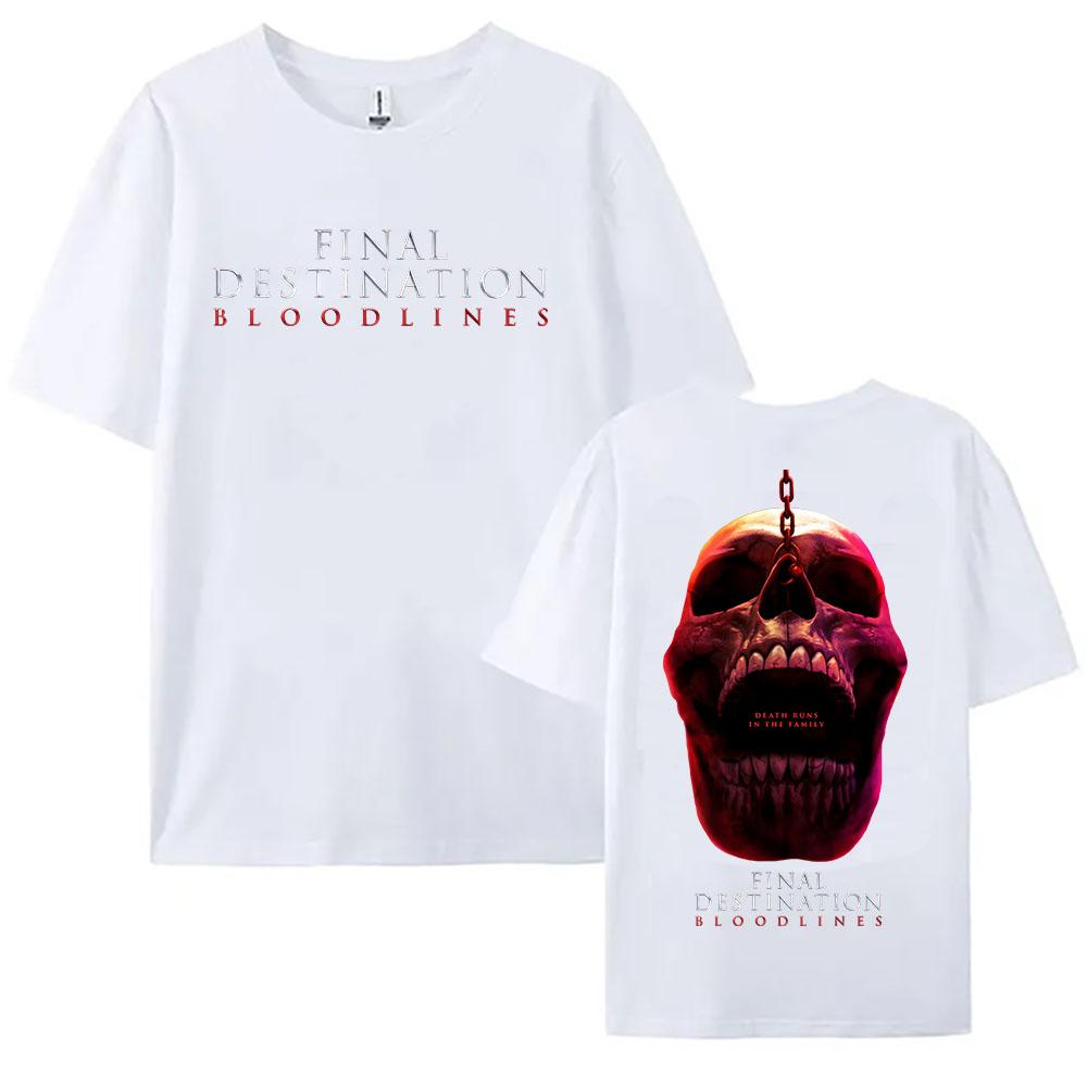 

Final Destination Bloodlines T-shirt Supernatural Horror Movies Printing Tshirts Cotton Short Sleeve O-neck T Shirt Women Tees XXL білий