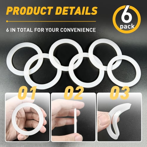 6-Piece Bialetti Moka Express Dama Gasket Seal Rings (6-Cup Capacity) - Spare Food-Grade Silicone Sealing Rings for Aluminum Stovetop/Coffee Maker Pot