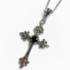 Adjustable Gothic Cross Pendant Necklace - Alloy Statement Jewelry with Rhinestone Detail, Punk Unisex Chain for Women and Men
