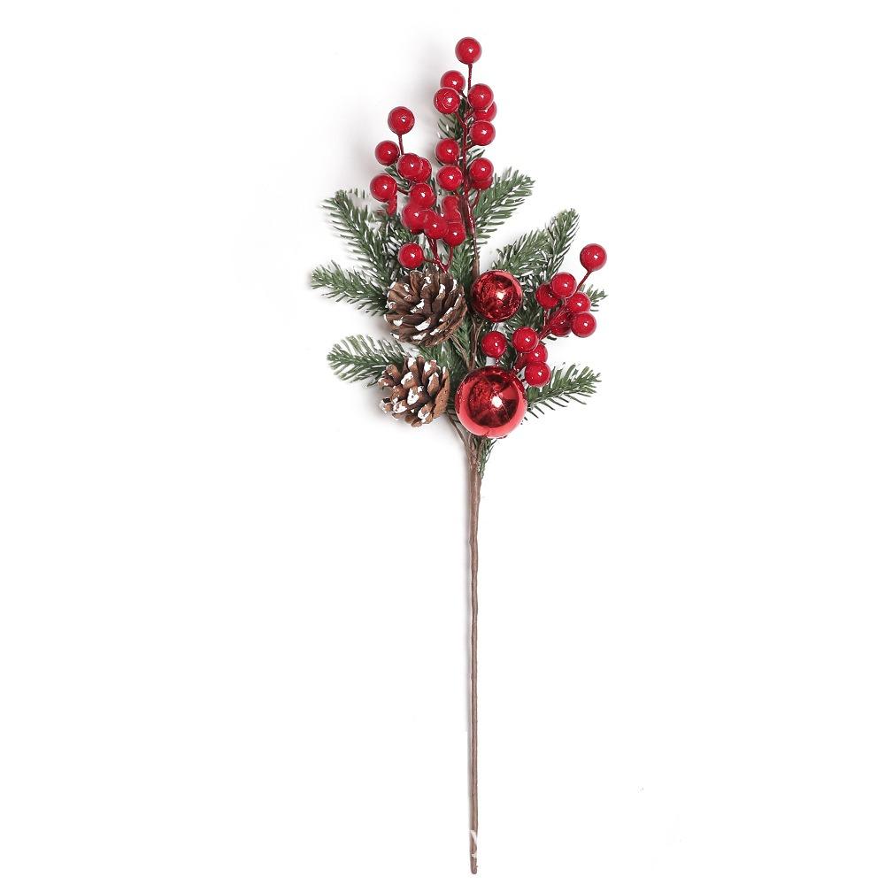 Home Decoration Christmas Pine Branches Green&Red Christmas Cuttings  For Christmas