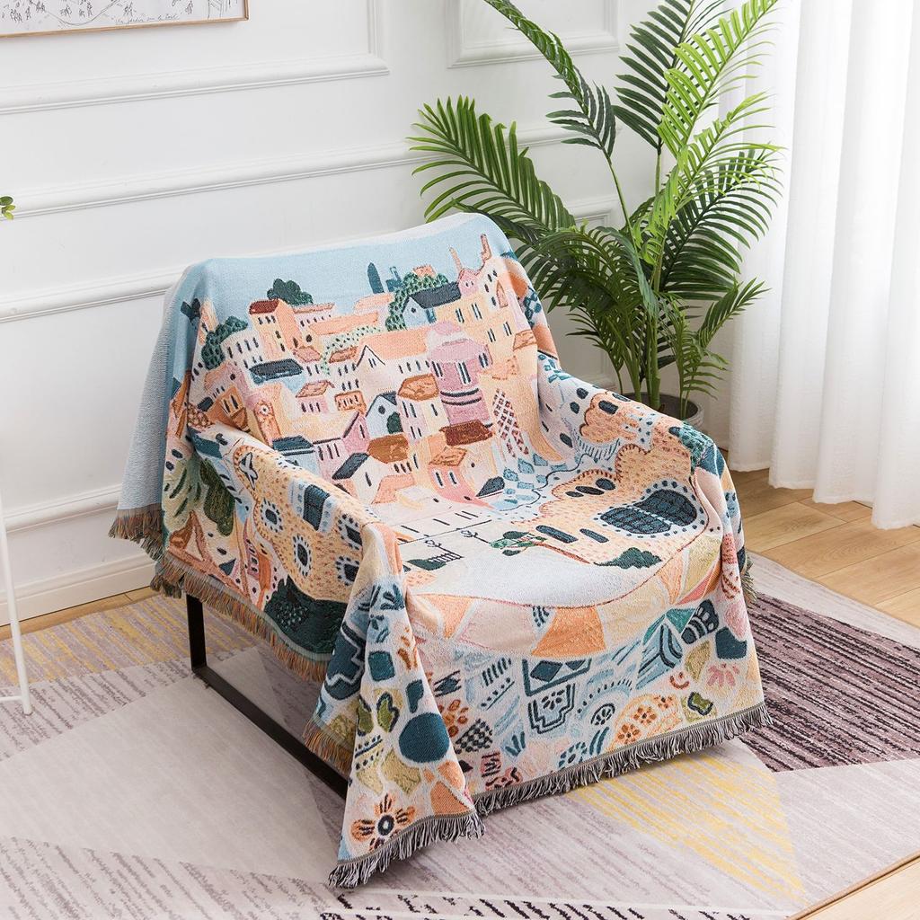 Australian Original Single American Style South Villa Dali Courtyard Comic Blanket Sofa Towel Cover Blanket