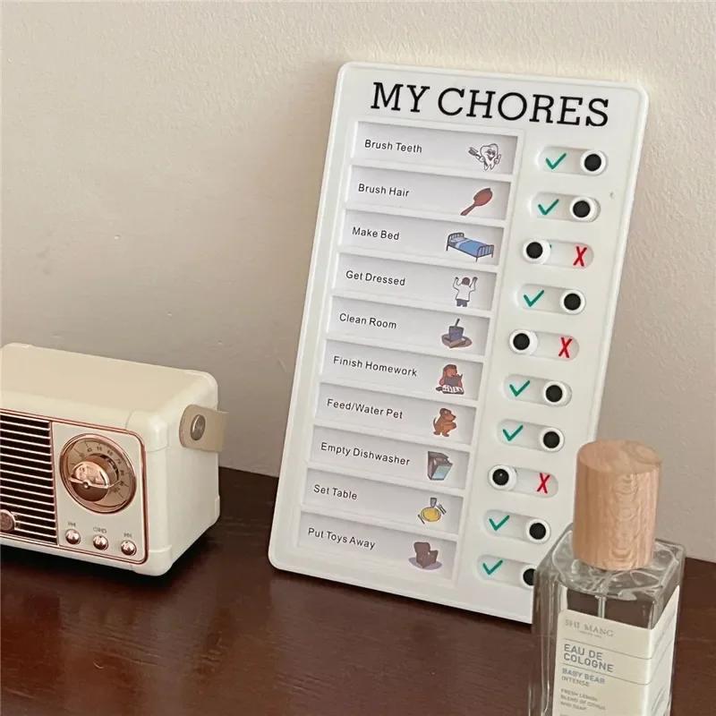 Reusable My Chores Checklist Daily Planner Memo Plastic Board Chore Chart Responsibility Behavior for Kid Self-discipline Card