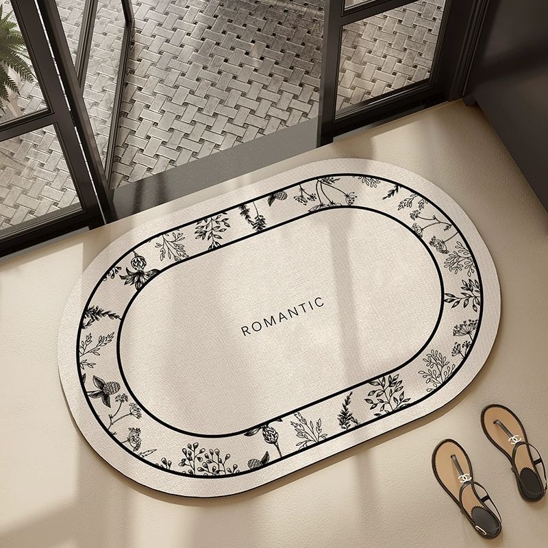 Bathroom Absorbent Floor Mat, Diatomaceous Earth Quick Drying Retro Bathroom Anti Slip Foot Mat, Toilet Dirt Resistant