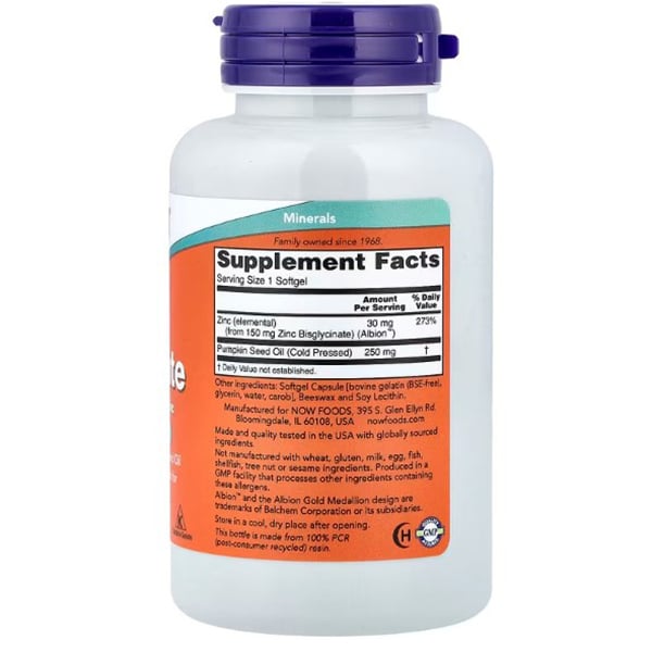 Bisglicinato di zinco, glicinato di zinco, Now Foods 120 capsule di gel (36128093)