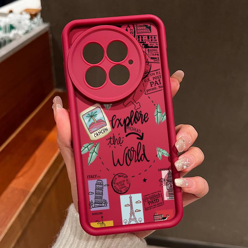 

Противоударный матовый чехол из ТПУ для телефона OnePlus 13R 13T 13 12R 11R Ace 5 3 2 с рисунком дорожного знака, защитой объектива, мягкий противоударный бампер OnePlus Ace 2 вино красного