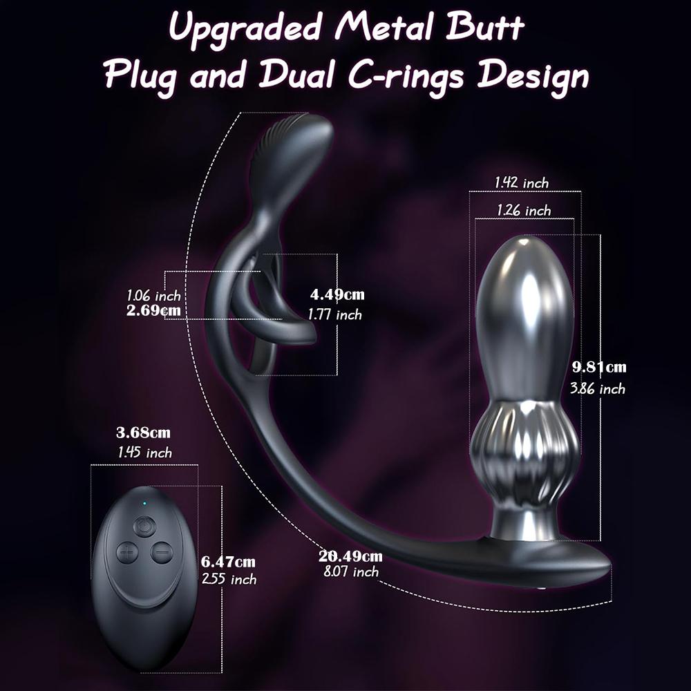 Vibrační erekční kroužek Masážní přístroj na prostatu Duální motorový pár Vibrátor Kovová anální zátka Duální kroužek na penis Klitoris Stimulátor Sexuální hračky pro dospělé pro muže Dálkové