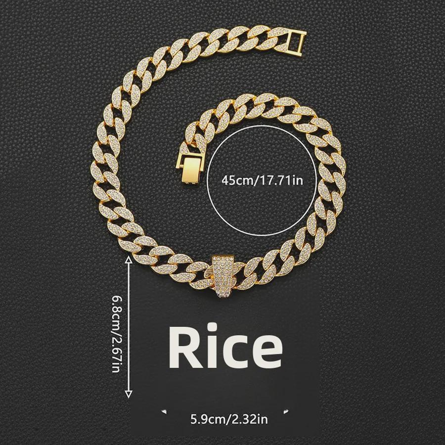 European and American Hip-Hop Spider Pendant Cuban Chain - Trendy Men's Necklace with Big Buckle and Diamond Accent