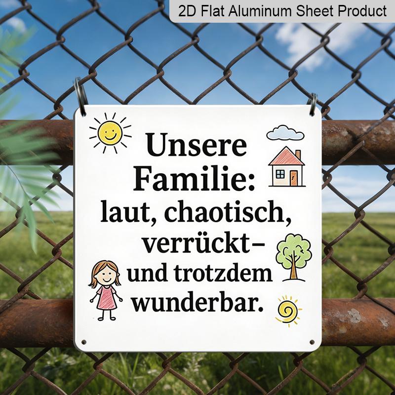 

2D Flat, 1pc Vintage German Text Metal Wall Sign - Family Humor Theme Aluminum Plaque with Funny German Phrases, Retro Decor for, Porch, Bedroom 20*20cm