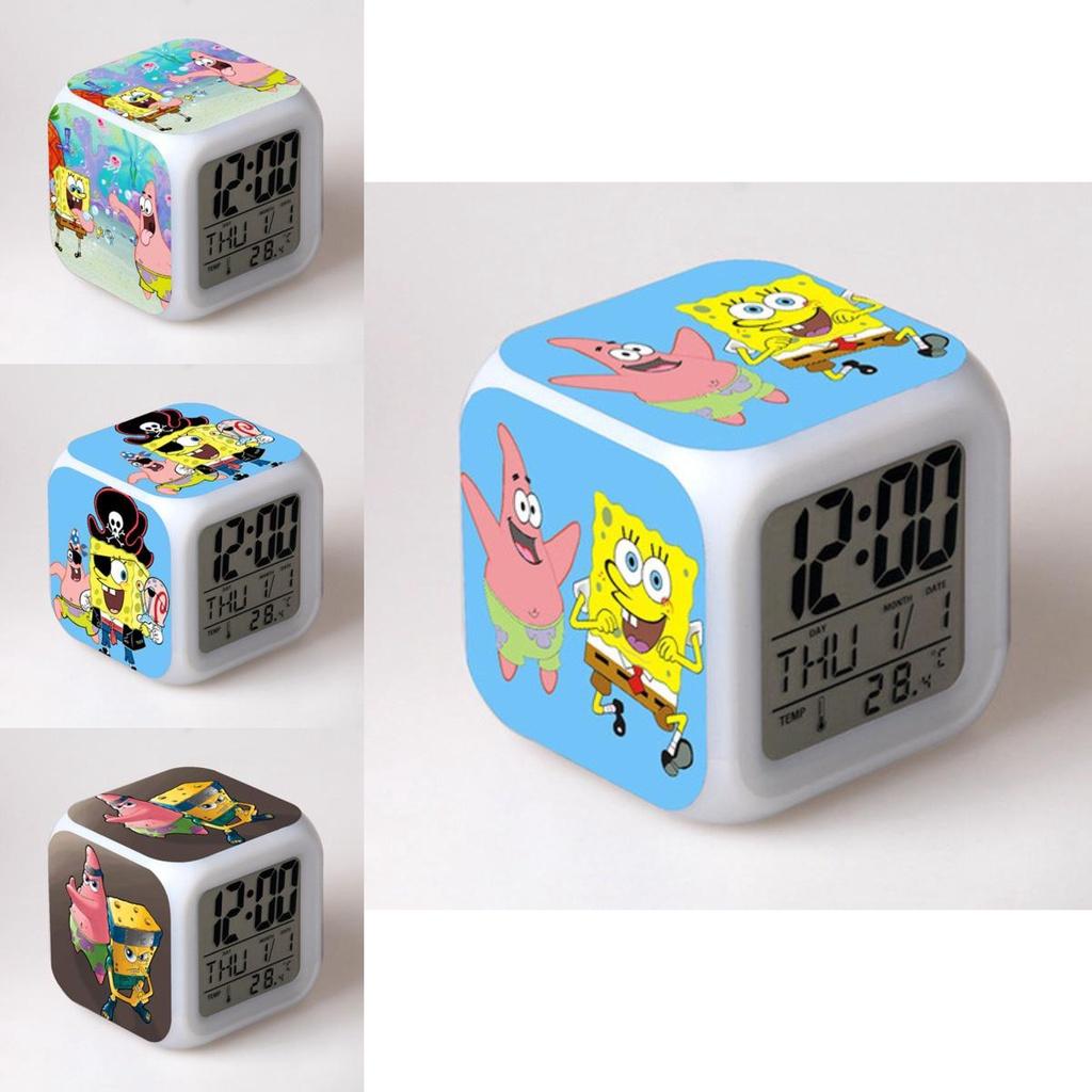 7 Color Glowing Digital Alarm Clock With Date Week Temperature And Snooze Functions