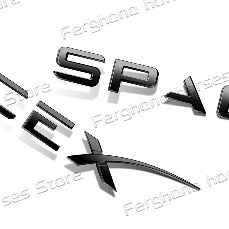 ABS Plastic 3D Car Body Fender Side Emblem Sticker Decor For SpaceX Letter Logo Rear Trunk Badge Decals Accessories