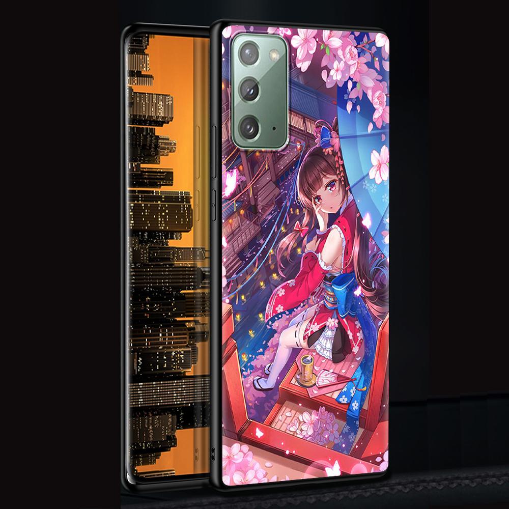 

Аниме Чехол Девушка с цветами сливы и вишни для Samsung Galaxy S20 FE S21 Ultra S10 Lite S10e S9 S8 Plus S7 Edge Черный Мягкий Чехол для телефона Samsung A12 5G