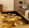 Living Room Rug 3D Gold Coin Wealth Theme Carpet Non-Slip Soft Easy To Clean Durable Trendy Fun Luxury Decor Area Home Decor Mat