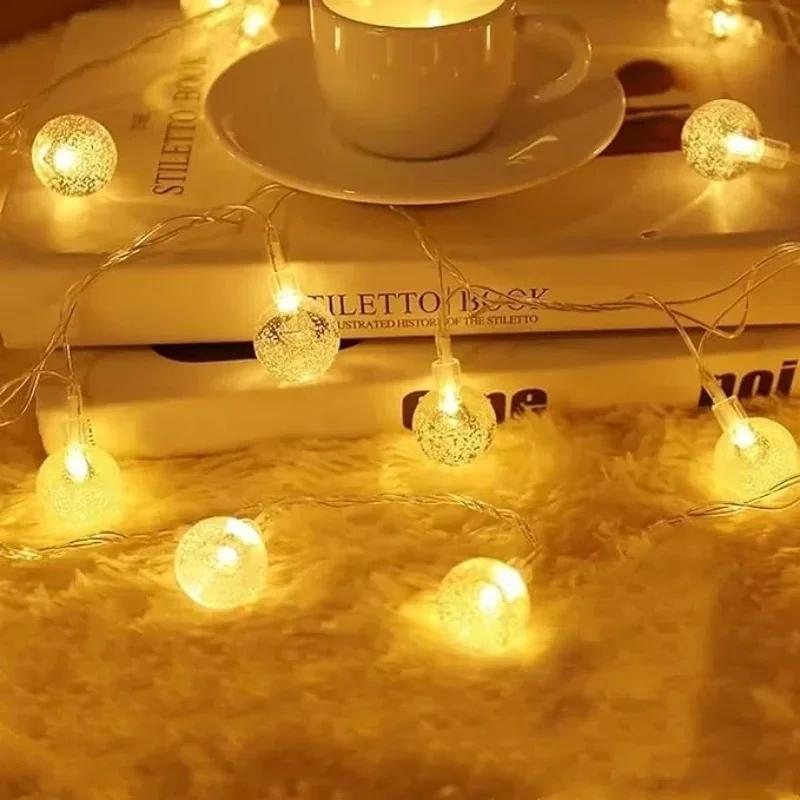 USB/Batteriefach Bubble Ball Lichterkette Kristallperlenkugel Lichterkette für Hochzeitsparty Weihnachten 1,5/3/6M 10/20/40 Lichter