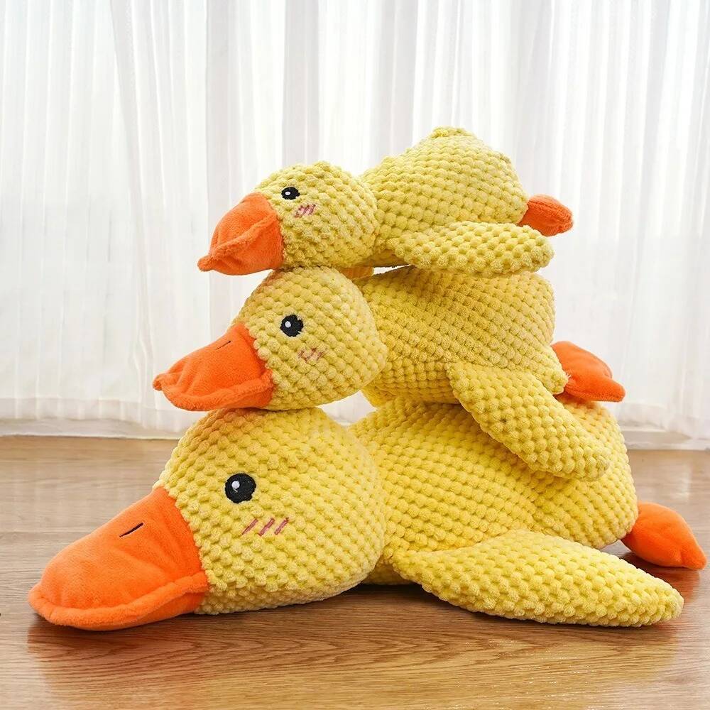 Pet Plush Toy Dog Calming Duck Companion Sleeping Duck Toys Chew Toy Durable Squeaky for Puppy Pet Teeth Cleaning Chew Pet Toy