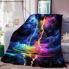 Flannel Throw Blanket Colorful lightning special HD Printed,suitable for sofas,beds,offices,travel,camping chairs,warm blanket