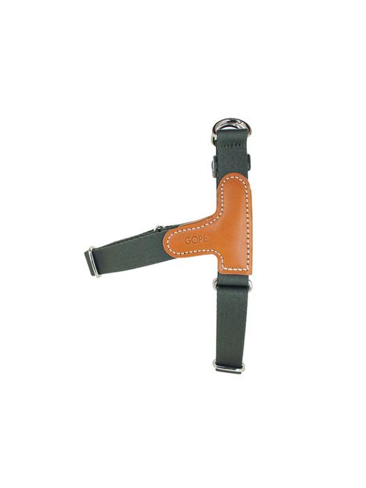 GOPE GOPE Picture Dog Harness TAKI Leather_Tan Webbing_Khaki