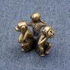Solid Brass Three Wise Monkeys Feng Shui Ornament Paperweight Tea Pet