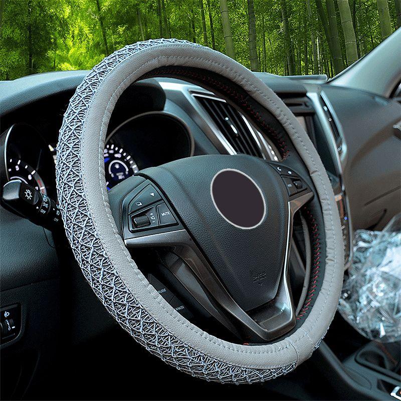 Good-Feeling Ice Silk Car Steering Wheel Cover, Universal for All Seasons, Non-Slip, Breathable, Sweat-Absorbent, Suitable for Thousands of Car Models