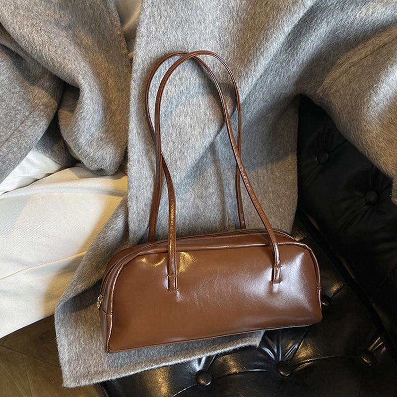 New High-end Underarm Bag Vintage Style Women's Shoulder Bag PU Commuter Tote Bag Fashion Solid Color Handbag