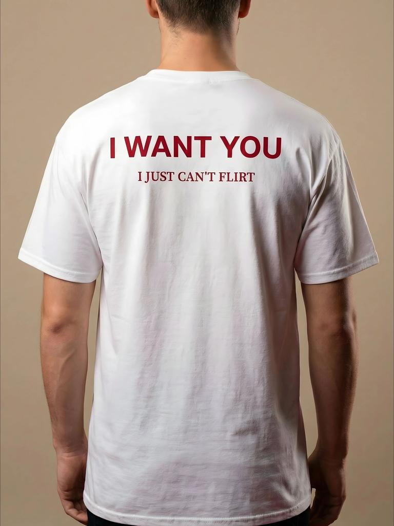 I Want You I Just Can't Flirt T-Shirt Summer Men Funny Relationship Slogan Graphic Tee Streetwear Short Sleeve Casual Top