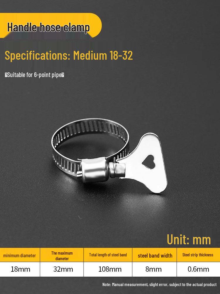 304 Stainless Steel Small American Style Hose Clamp with Handle for Gas Pipe Fixing