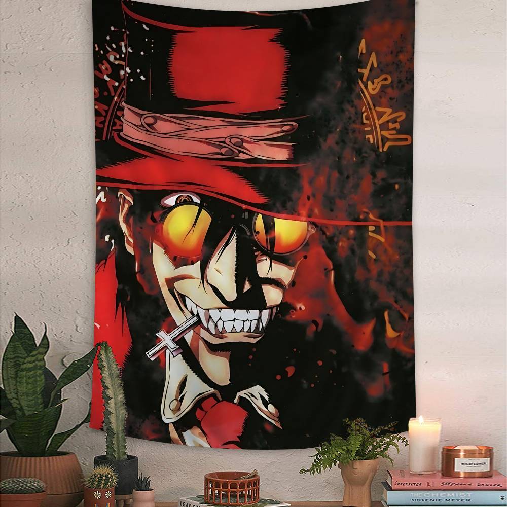 HHellsing Horror Anime Colorful Tapestry Wall Hanging Hanging Tarot Hippie Wall Rugs Dorm Wall Art Decor