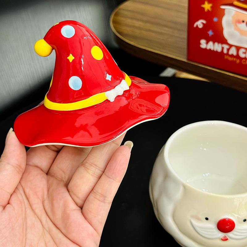 Kreskówkowy Kubek dla Pary Świętego Mikołaja z Pokrywką Domowy Kubek do Wody Wysoka Wartość Pamiątka Prezent Świąteczny