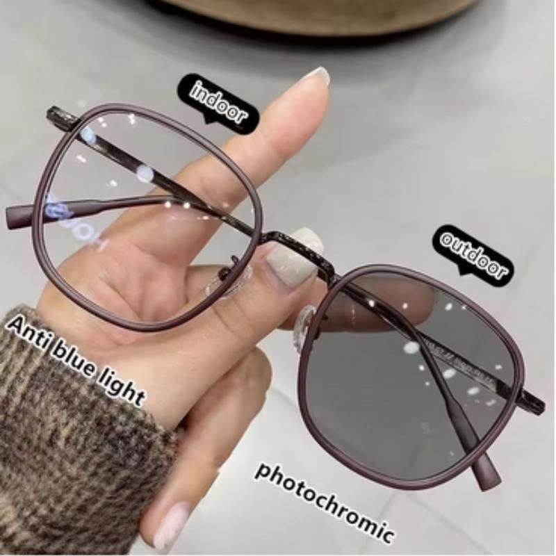 

Color-Changing Unisex Square Frame Glasses for Everyday Commuting, Flattering Face Shape Stylish Glasses