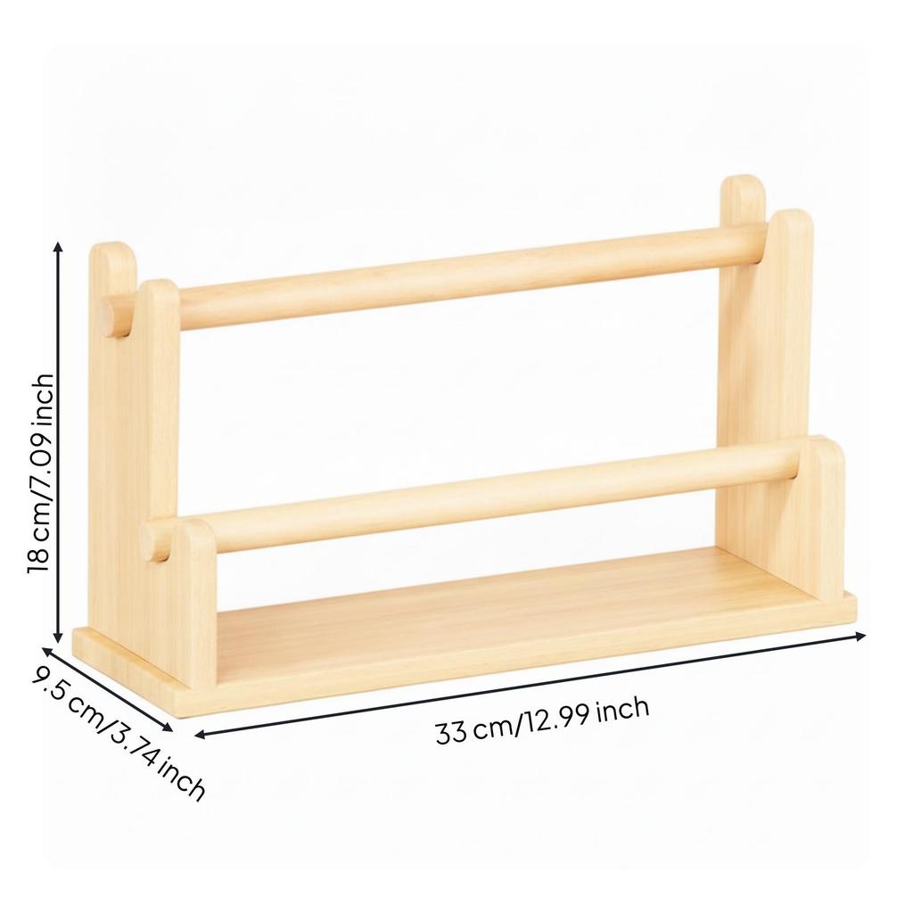 Wood Jewelry Organizer with Base Tray Open Design Tabletop Display Rack Stable Necklace and