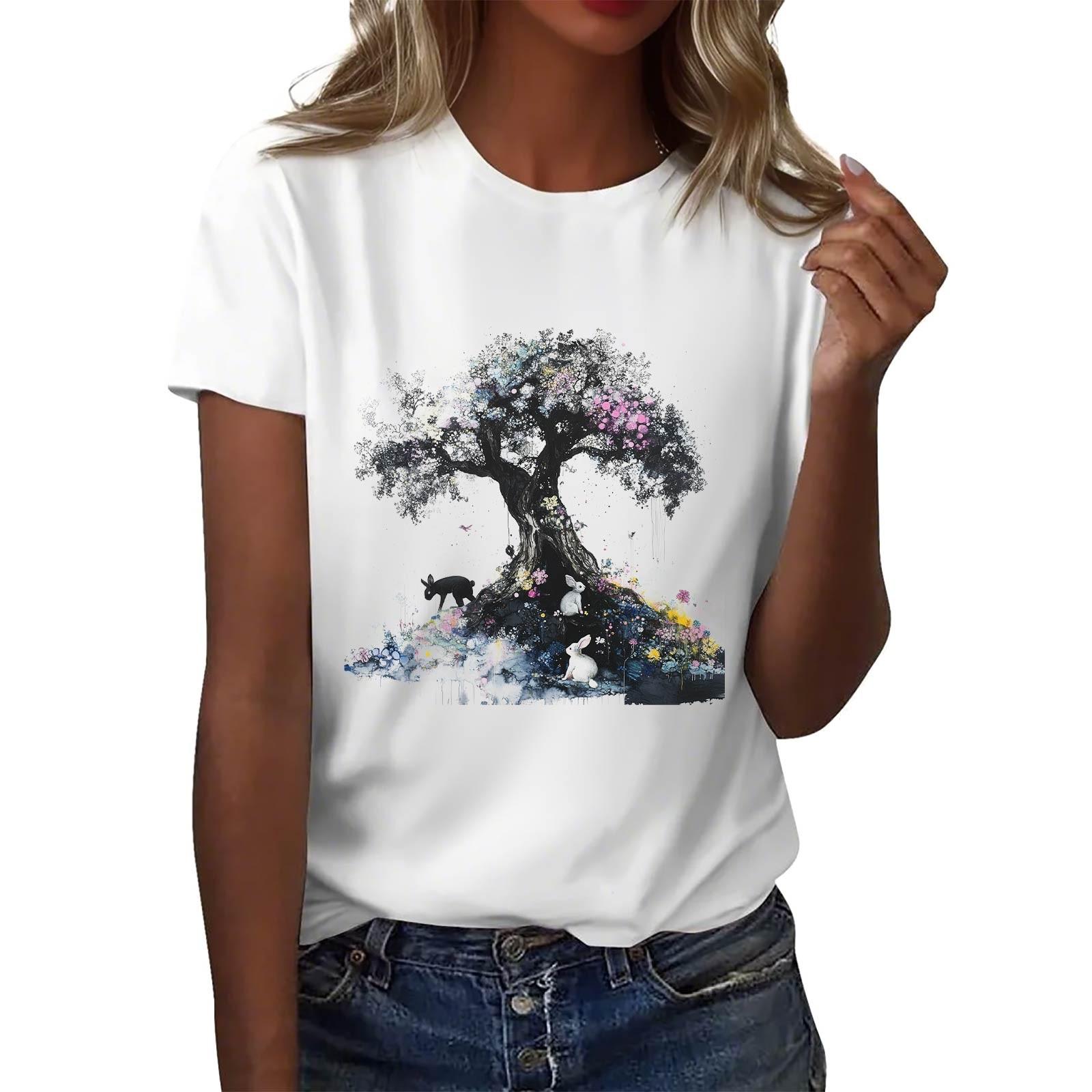 

Женская повседневная футболка с круглым вырезом и короткими рукавами с принтом XXXXL