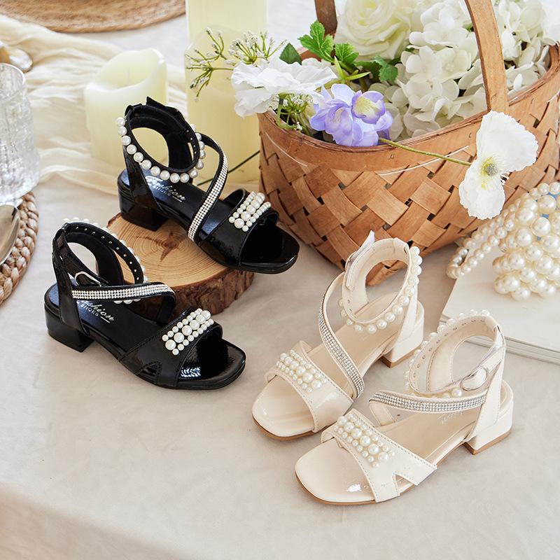 Fashion Girls' Shoes Summer New Kids Sandals Soft Soled Girls Princess Shoes Simple Women's Sandals Anti Slip Girl High Sandal
