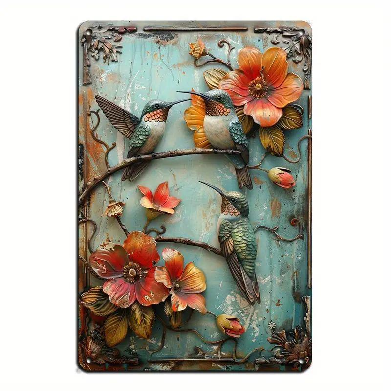 Metal Tin Poster Pastoral Birds Metal Tin Signs Posters Plate Wall Decor for Bars Restaurant Cafe Clubs Retro Posters Plaque