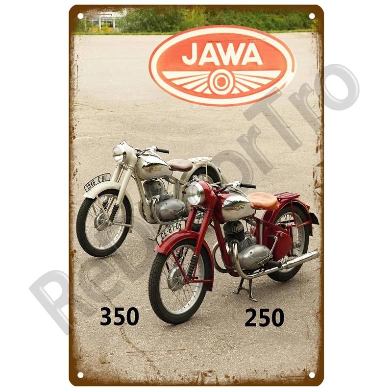 JAWA Vintage Nástěnný Plakát Vintage Retro Nástěnný Domácí Restaurace Dekorace Plaketa Kovová Nástěnná Dekorace Umění Kovová Značka Plechová Značka Talíř