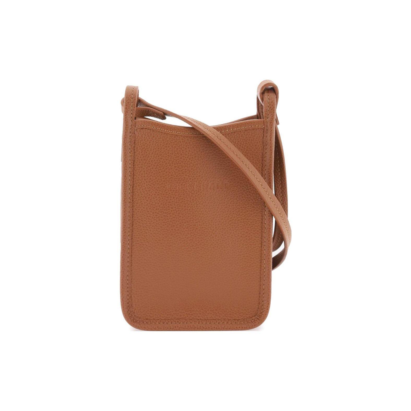 

Longchamp Logo Embossed Grain Leather Phone Bag Women Shoulder Bag Brown 34200021121 Basic Set (Bag+Dust Bag)