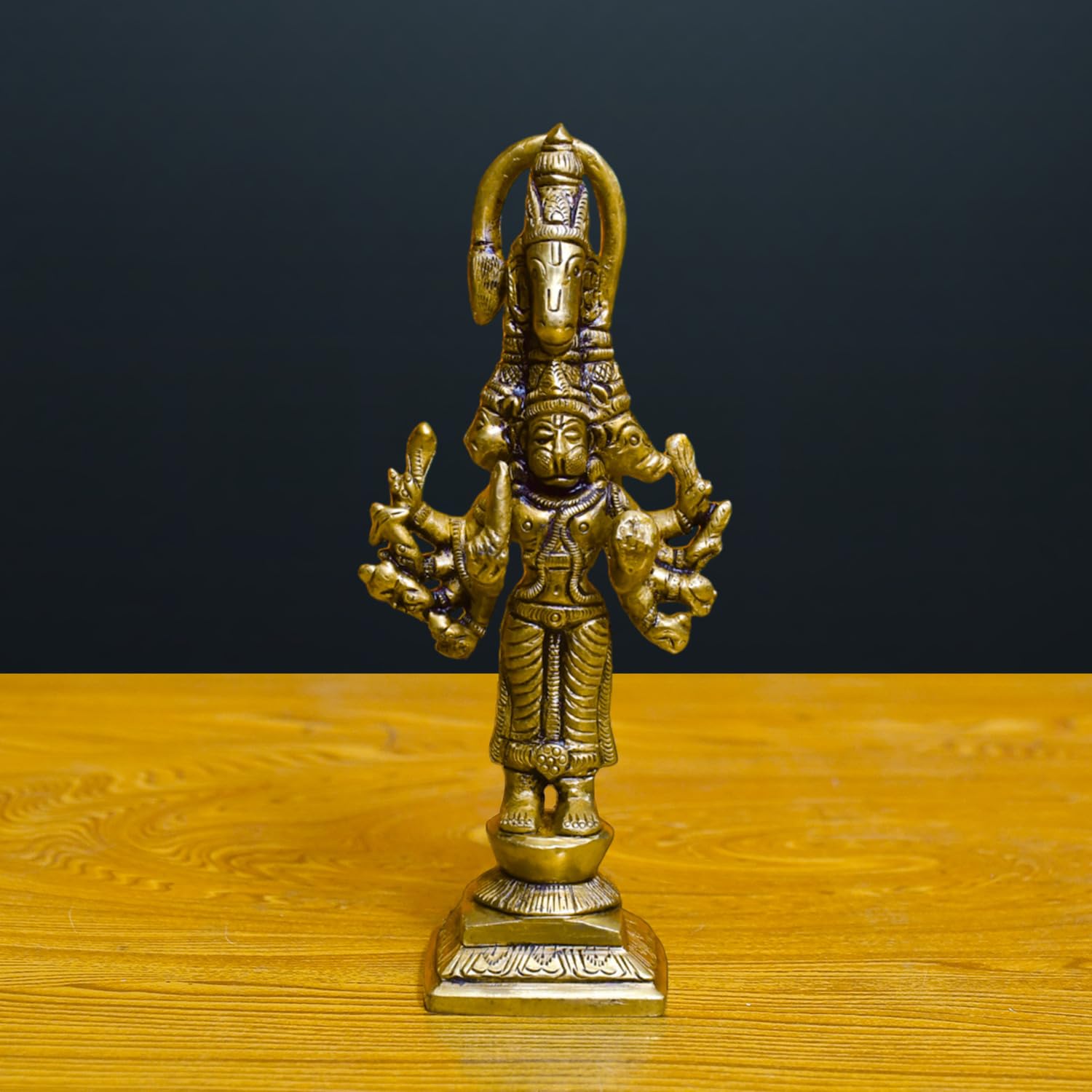 Lord Panchmukhi Hanuman For Door Entrance, Bajrang Bali Murti, Brass - 5.3 Inch