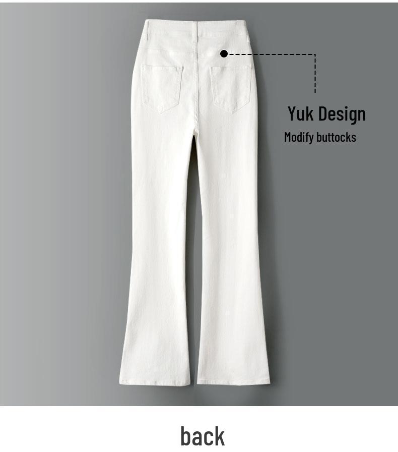 2024 Women's White High-Waisted Micro-Flare Summer Jeans