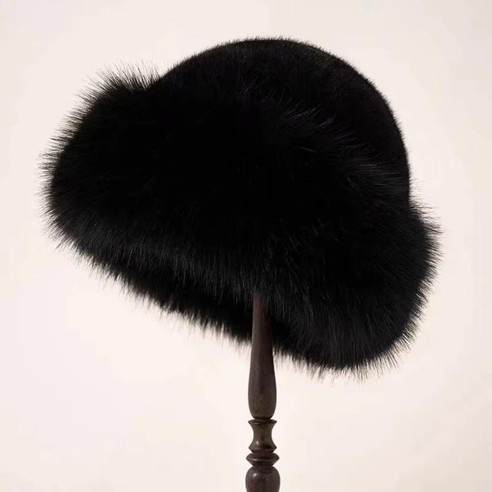 Warm Women's Winter Hat Fluffy Fur Bucket Hat For Women Plush Fisherman Hat Thicken Cold Snowy Day Panama Cap