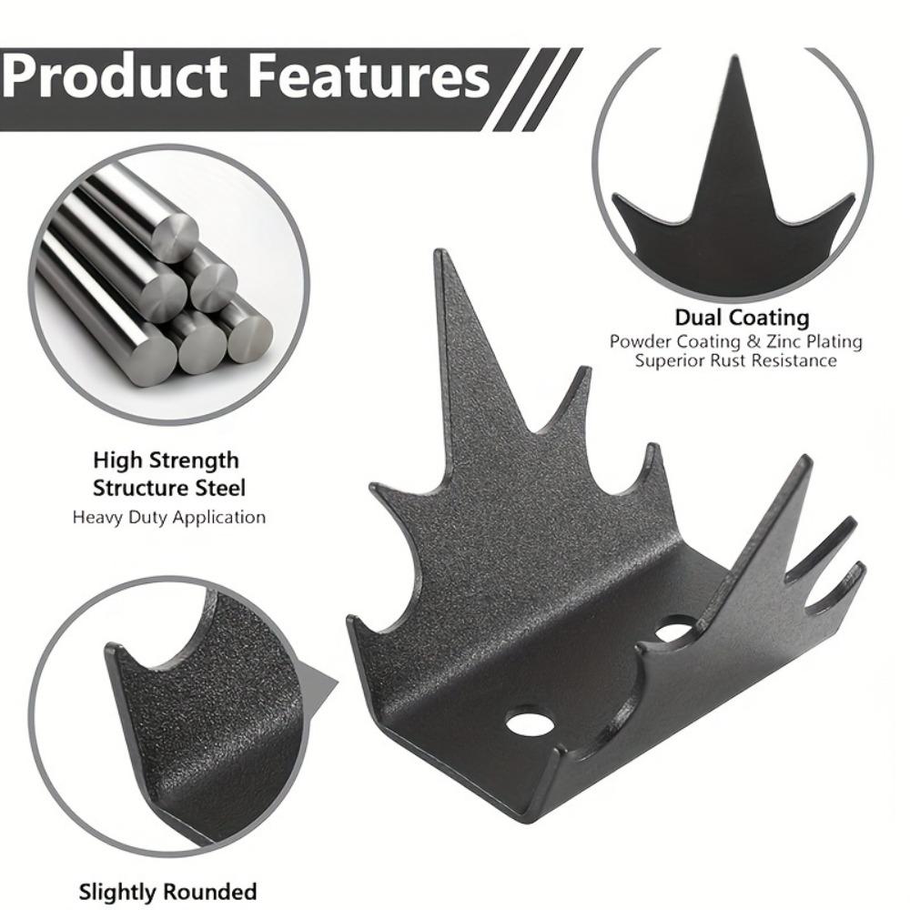 6PCS Black Metal Fence Spike Anti Climb Security Wall Spike Intruder Deterrent Pointed Nail Safety Protection