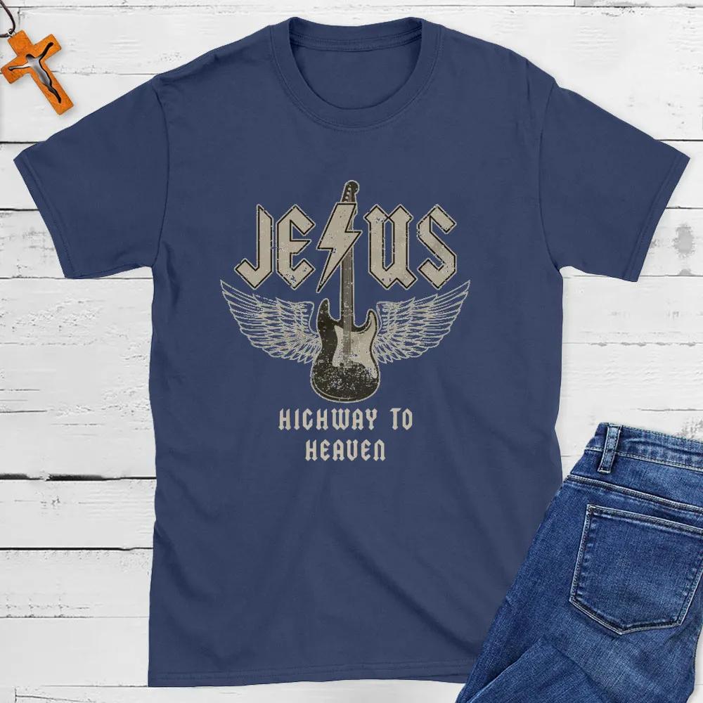Jesus Highway To Heaven T-Shirt Herren und Damen Kurzarm Baumwolle T-Shirts Retro HipHop Tops Sommerbluse Herren Kleidung