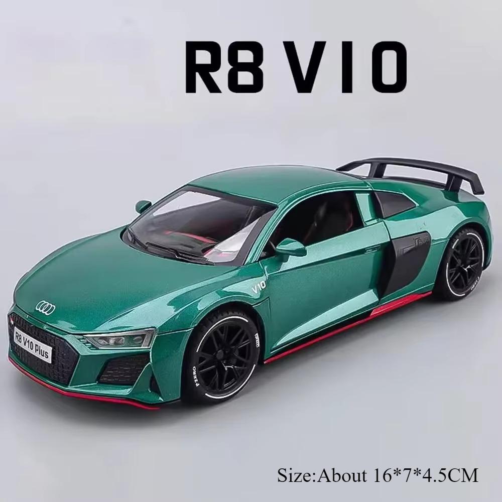 1:24 R8 V10 Plus Rs7 Car Model Diecast Alloy Toys 4 Doors Opened With Sound Light Pull Back Miniature Vehices Fashion Home Decor