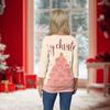 Women's O-Neck 3/4 Sleeve Christmas Print Top