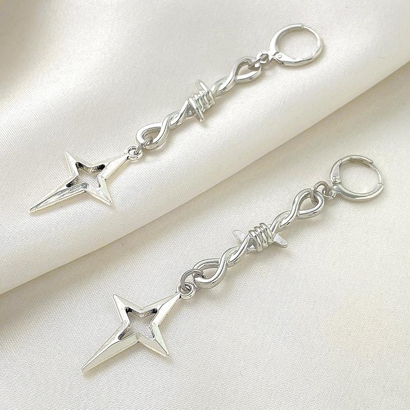 Gothic Punk Dornen Ohrringe für Frauen Hip Hop Einfache Stachelige Stern Hohle Ohrringe Y2K Schmuck Geschenk