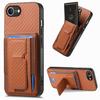 For iPhone 16e Case with Card Holder Kickstand Fiber Pattern Leather Back Cover