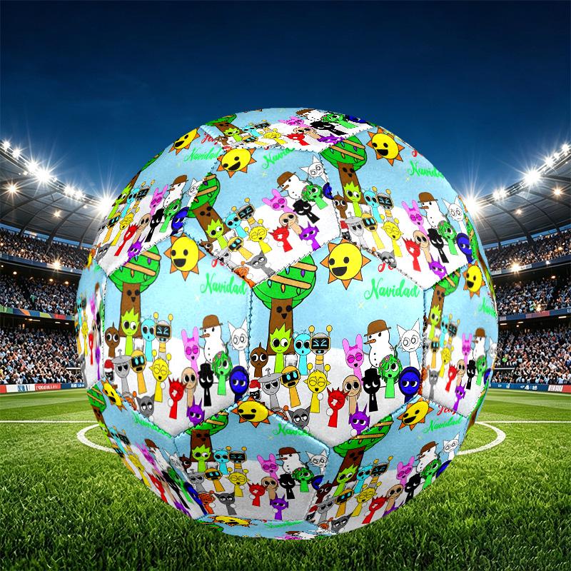 Sprunki Game Print Size 5 Soccer Ball, PU Wear Resistant Football for Match Training and Daily Practice, Birthday Gift for Soccer Fans