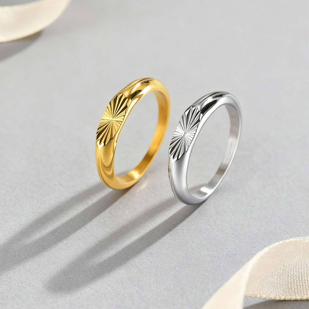 Fashionable Men's & Women's Oval Carved Stainless Steel Ring - RC-734