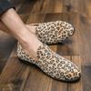 Plus Size Leopard Print Slip-On Loafers - European, American & Korean Style Men's Leather Shoes