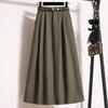 Koreanischer Anzug mit hoher Taille, Faltenrock, Übergrößenröcke für Damen, Frühling, Elegant, Einfarbig, Wickel-Schirmröcke für Damen
