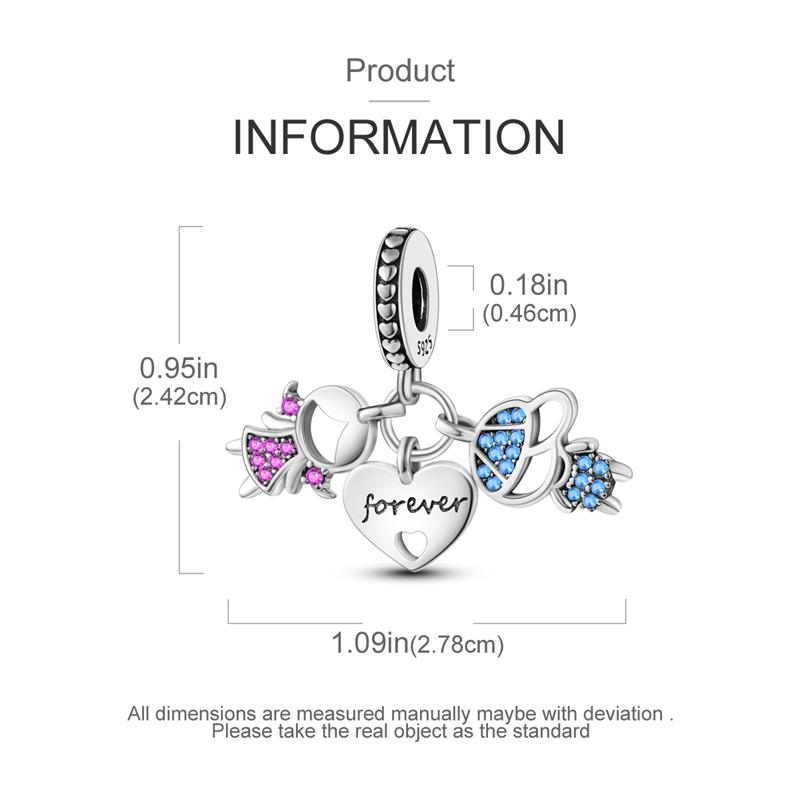 Copper Boy And Girl Sisters Couples Dangle Charms Fit Original Charm Bracelet Diy Beads Jewelry Making