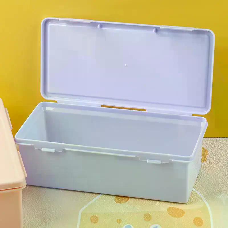 Clear Colorful Pencil Box Large Capacity Plastic Organizer Storage Boxes For School Bulk Stackable Design Office Supplies